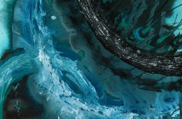 Aqua-with-black-white-specked-half-circle